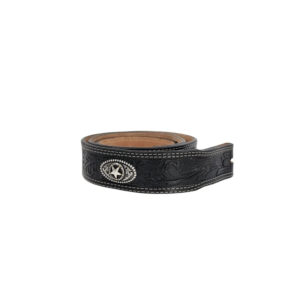 JUSTIN FULL GRAIN LEATHER 5 STAR TOOLED BELT 